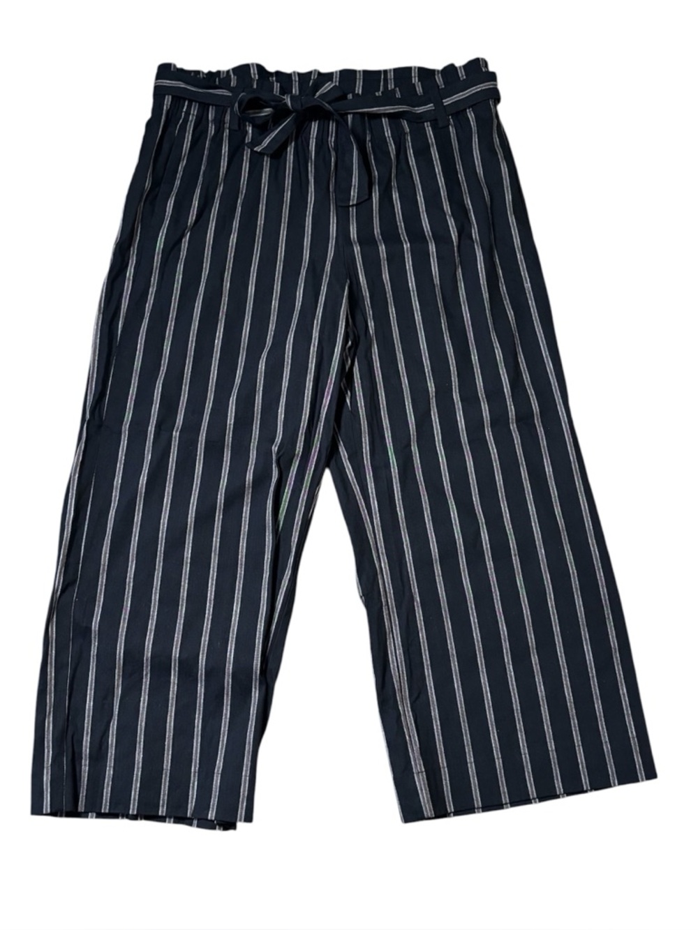 J Jill Stretch Linen Crop Pants Paperbag Tie Waist Wide Leg Pull On L Capsule